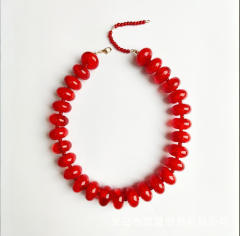 New Acrylic Color Smudged Beaded Necklace Dopamine Accessories Fashionista Casual Necklace