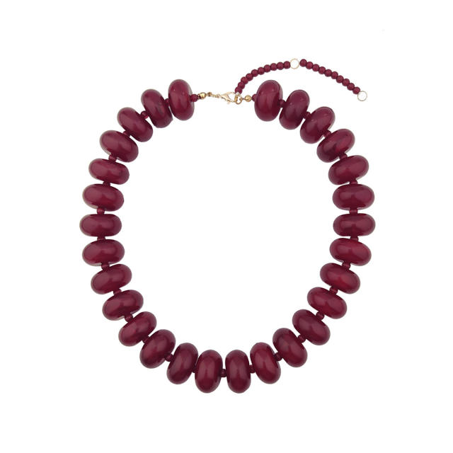 New Acrylic Color Smudged Beaded Necklace Dopamine Accessories Fashionista Casual Necklace