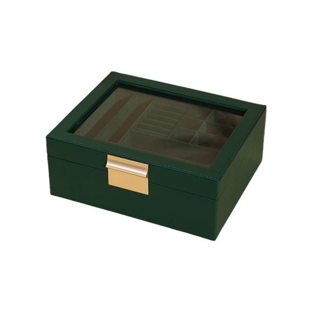 PU leather multi color windowed jewelry box rings earrings bracelet storage box