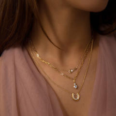 Dainty diamond heart LOVE letter stainless steel necklace stackable necklace