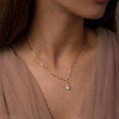 Dainty diamond heart LOVE letter stainless steel necklace stackable necklace