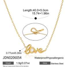 Dainty diamond heart LOVE letter stainless steel necklace stackable necklace