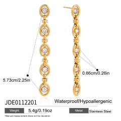 Elegant Zircon Handmade Chain Tassel Long Earrings stainless steel bracelet earrings set