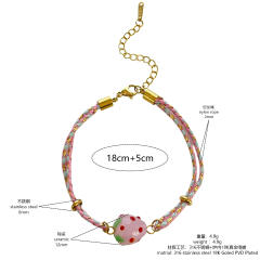 Pink strawberry bracelet