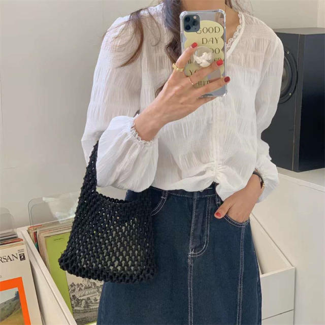 Candy-Colored Straw Bag Mini Handbag Korean Style Ins Wrist Woven Bag Small Bag