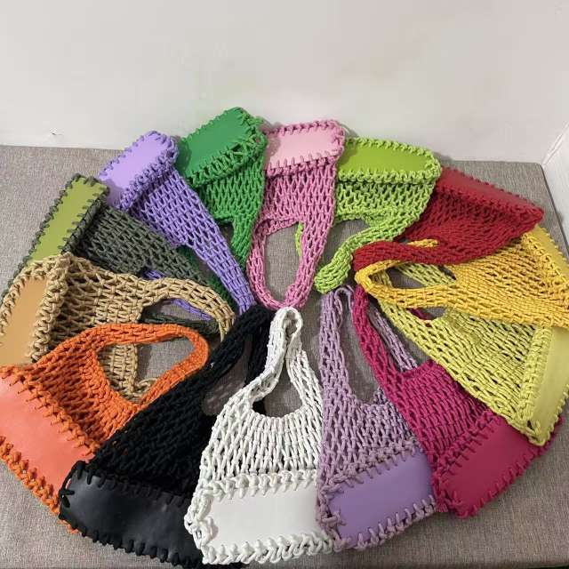 Candy-Colored Straw Bag Mini Handbag Korean Style Ins Wrist Woven Bag Small Bag
