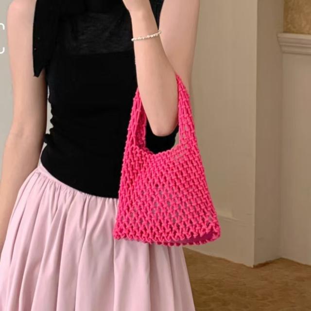 Candy-Colored Straw Bag Mini Handbag Korean Style Ins Wrist Woven Bag Small Bag