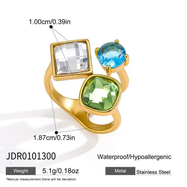 Blue cubic zircon inlaid stainless steel rings collection stackable rings