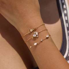 18KG cubic zircon diamond love letter stainless steel bracelet