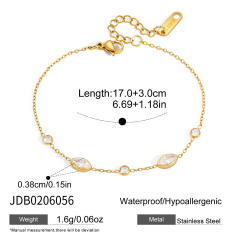 18KG cubic zircon diamond love letter stainless steel bracelet