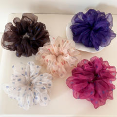 Summer super large polka dots mesh scrunchies for women
