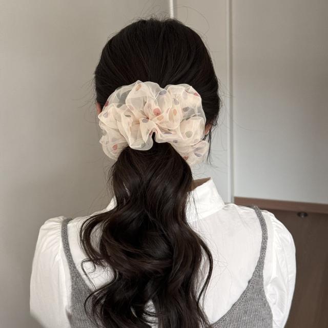 Summer super large polka dots mesh scrunchies for women