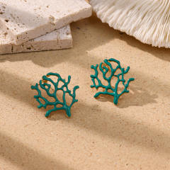 Stereo color enamel flower camellia flower earrings for women big earrings