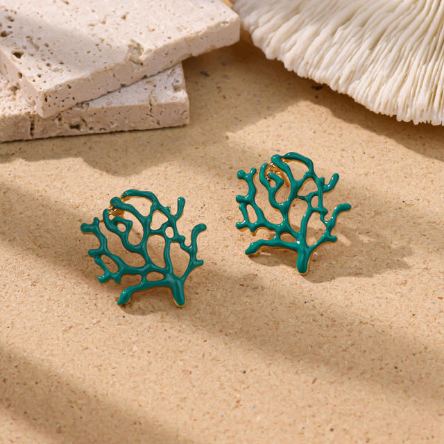 Stereo color enamel flower camellia flower earrings for women big earrings