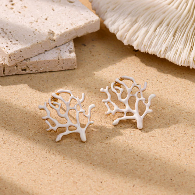 Stereo color enamel flower camellia flower earrings for women big earrings