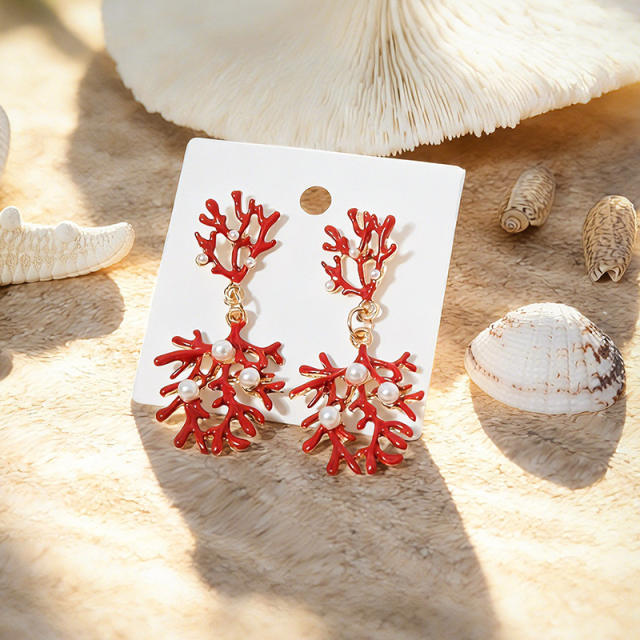 Stereo color enamel flower camellia flower earrings for women big earrings
