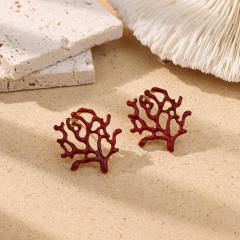 Stereo color enamel flower camellia flower earrings for women big earrings