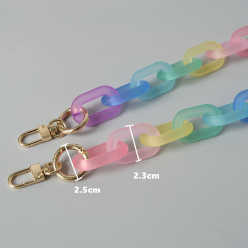 Colorful Frosted Acrylic Resin Chain Color Contrast vintage Handmade Detachable Bag Decorative Shoulder Chain