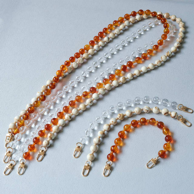 Acrylic bead chain candy color accessories shoulder strap crossbody lanyard bag with resin long chain