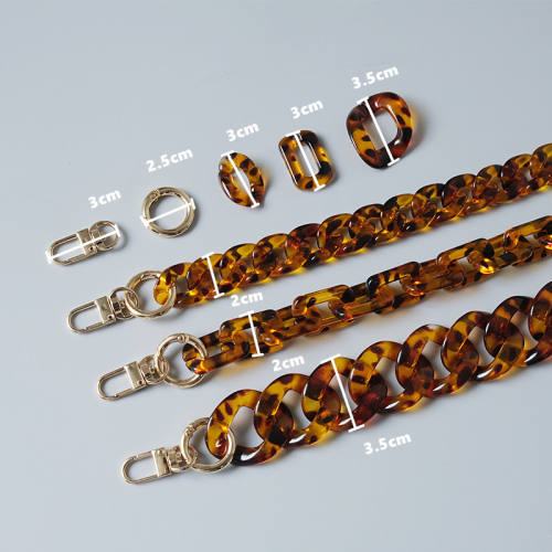 vintage leopard acrylic resin chain color contrast vintage handmade detachable thick chain bag decorative chain