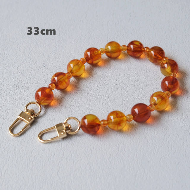 Acrylic bead chain candy color accessories shoulder strap crossbody lanyard bag with resin long chain