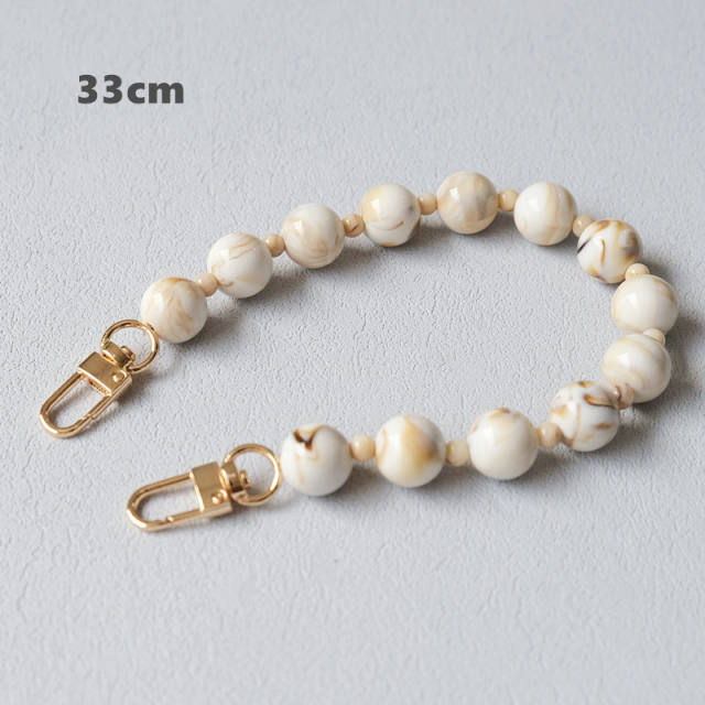 Acrylic bead chain candy color accessories shoulder strap crossbody lanyard bag with resin long chain