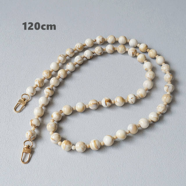 Acrylic bead chain candy color accessories shoulder strap crossbody lanyard bag with resin long chain