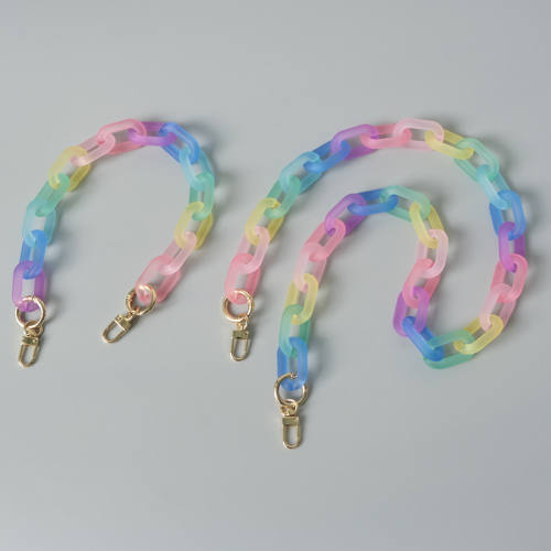 Colorful Frosted Acrylic Resin Chain Color Contrast vintage Handmade Detachable Bag Decorative Shoulder Chain