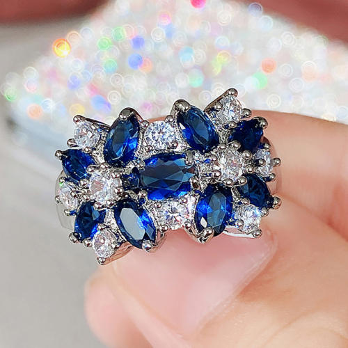 Flower Ring for Women Colorfulful Micro-Embellished finger rings