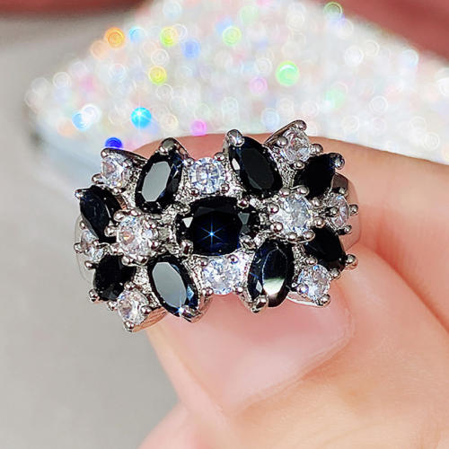 Flower Ring for Women Colorfulful Micro-Embellished finger rings