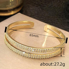 Luxury full diamond two layer copper bangle bracelet