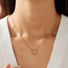 Simple hollow out diamond heart dainty stainless steel necklace