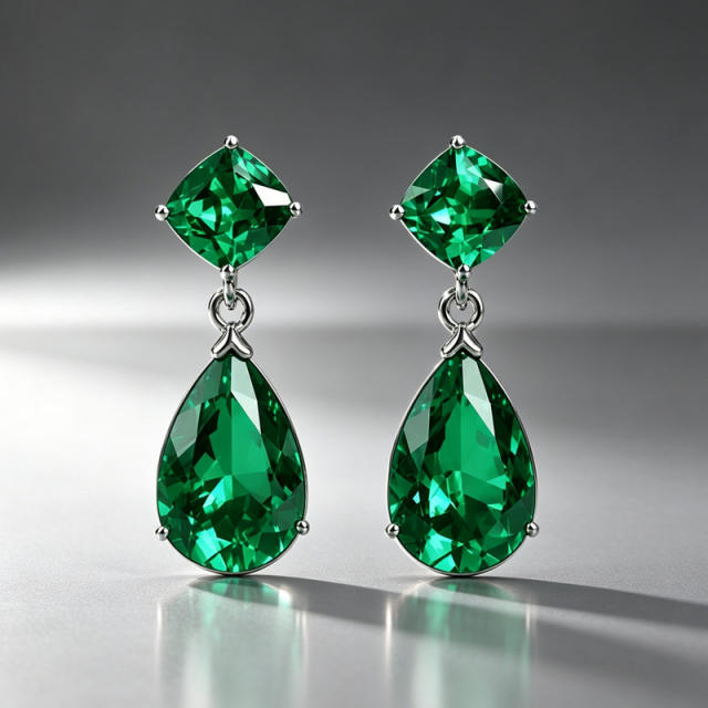 Simple classic emerald drop earrings