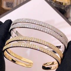 Luxury full diamond two layer copper bangle bracelet