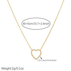 Simple hollow out diamond heart dainty stainless steel necklace