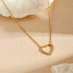 Simple hollow out diamond heart dainty stainless steel necklace