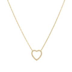 Simple hollow out diamond heart dainty stainless steel necklace