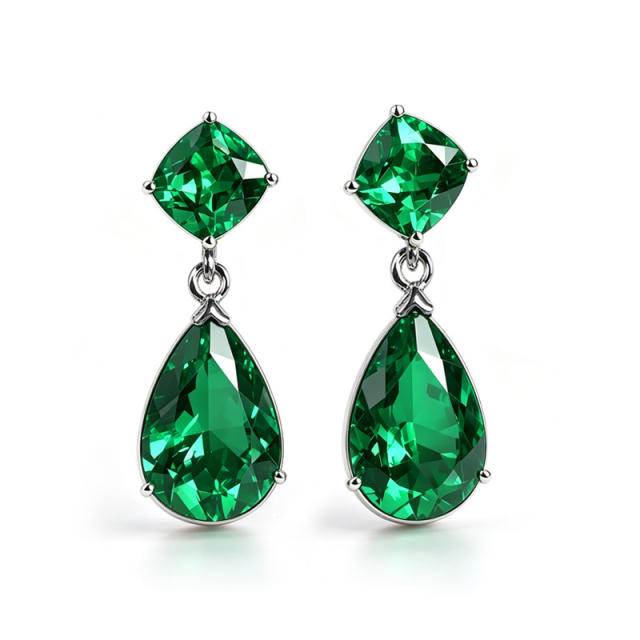 Simple classic emerald drop earrings