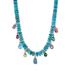 Candy color natural stone bead drop charm necklace for women