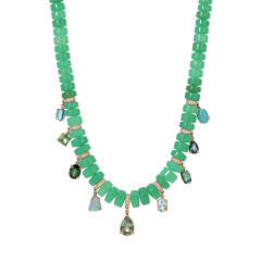 Candy color natural stone bead drop charm necklace for women