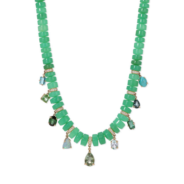 Candy color natural stone bead drop charm necklace for women