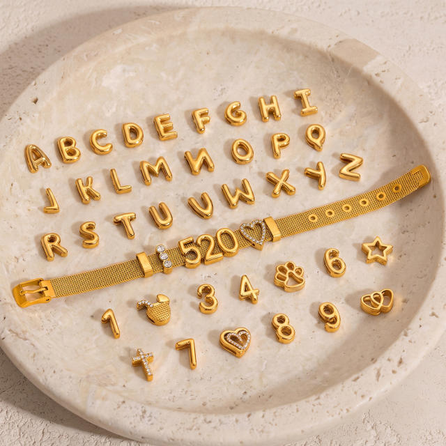 Hot sale initial letter DIY stainless steel bracelet