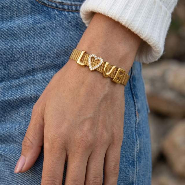 Hot sale initial letter DIY stainless steel bracelet