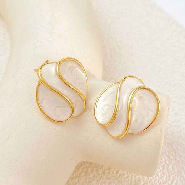 French trend color enamel cute earrings stainless steel earrings