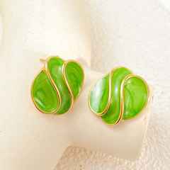 French trend color enamel cute earrings stainless steel earrings