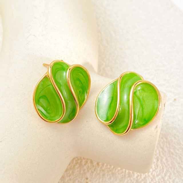 French trend color enamel cute earrings stainless steel earrings