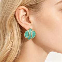 French trend color enamel cute earrings stainless steel earrings
