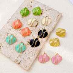 French trend color enamel cute earrings stainless steel earrings