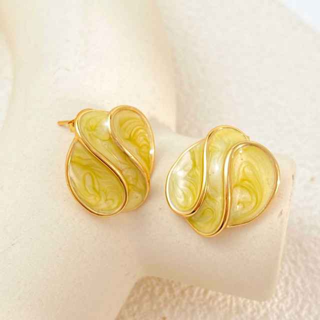 French trend color enamel cute earrings stainless steel earrings