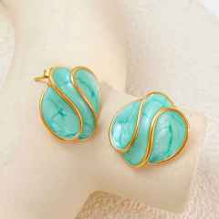 French trend color enamel cute earrings stainless steel earrings